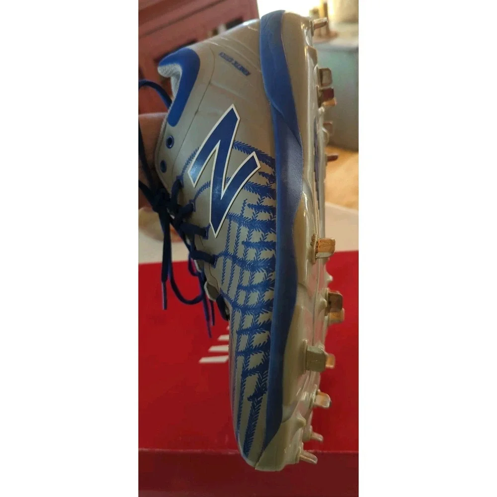 New Balance Baseball Cleats Men's Gray &‎ Blue Pre-Owned Size 12.5